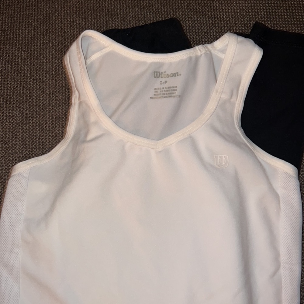Wilson white tank girls youth small sleeveless racerback tank top athletic shirt - Picture 2 of 7
